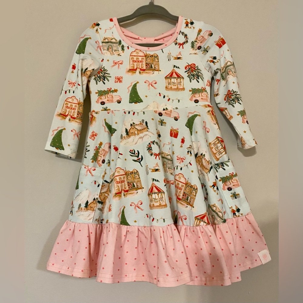 Sweet Honey 18 month Flair Dress-Christmas Village—Worn once EUC